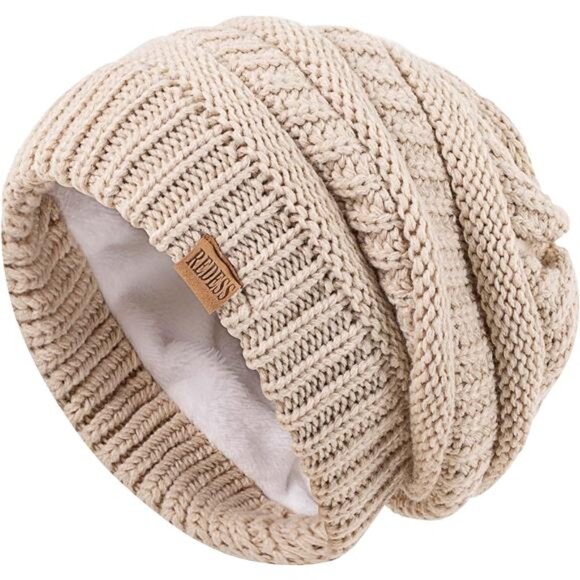 Slouchy Beanie Hat for Women – Oversized Chunky Cable Knit Winter Cap - Picture 2 of 5